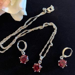 Beautiful Red Crystal Necklace & Earrings